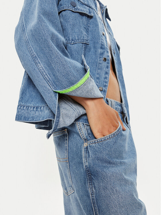 adidas adidas Giacca di jeans KSENIASCHNAIDER 3-Stripes IS1742 Blu Loose Fit