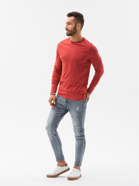 Ombre Ombre Longsleeve L131 Czerwony Slim Fit