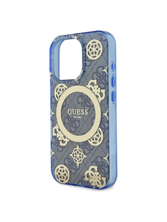 Guess Guess Etui na telefon IML Peony On 4G Background Niebieski