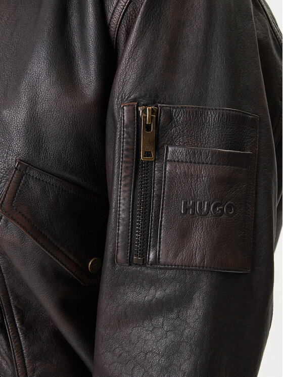 HUGO HUGO Кожено яке Laviat 50541865 Кафяв Regular Fit