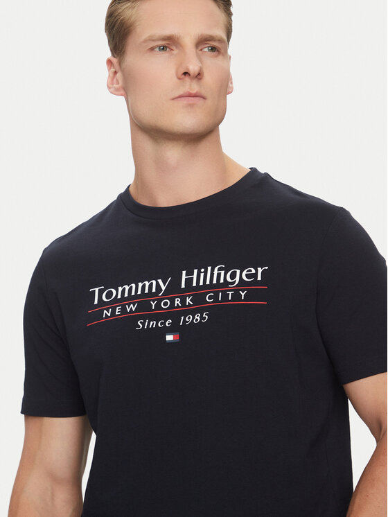 Tommy Hilfiger Tommy Hilfiger Tričko Center Stack MW0MW38621 Tmavomodrá Regular Fit