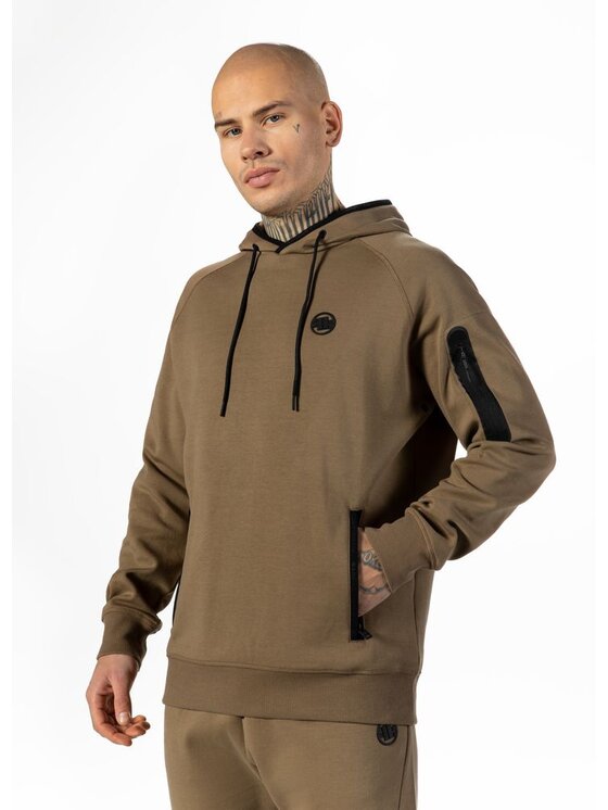 PITBULL PITBULL Bluza Bluza z kapturem Stafford L Brązowy Regular Fit