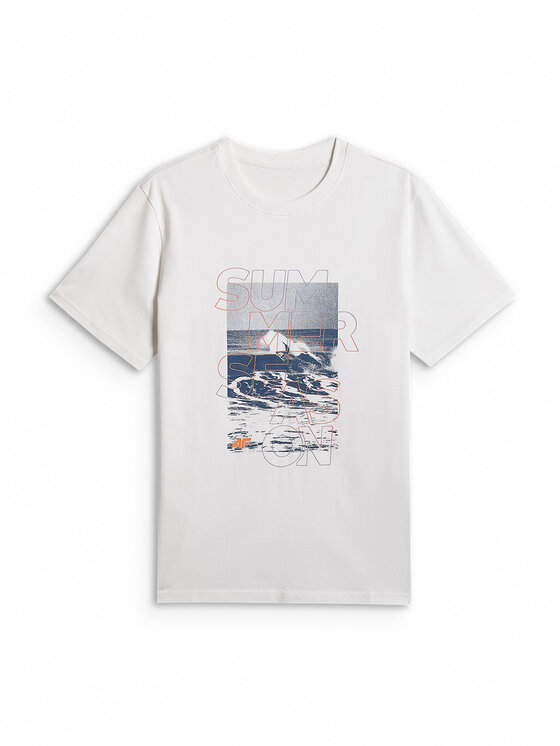 4F 4F T-Shirt BEACHWEAR Biały Regular Fit