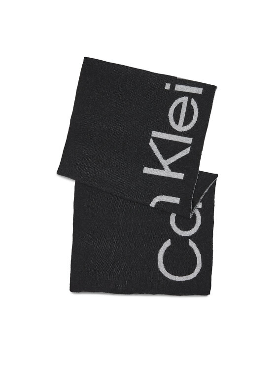 Calvin Klein Šallīte Logo Reverso Tonal Scarf 40X180 K60K611117 Melns