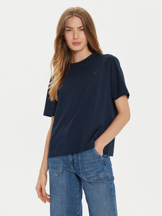 Tommy Hilfiger T-Shirt Modern Flag WW0WW43597 Σκούρο μπλε Relaxed Fit