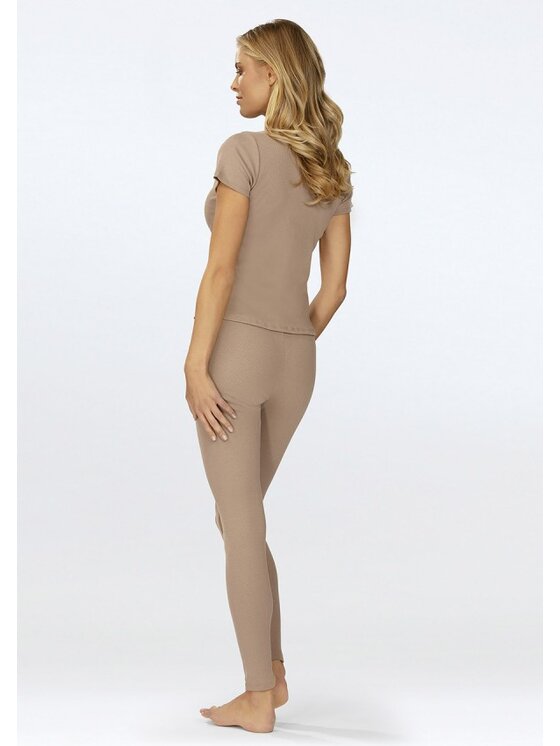 DKaren Sport DKaren Sport Komplet bluzka i spodnie Halima Beżowy Slim Fit