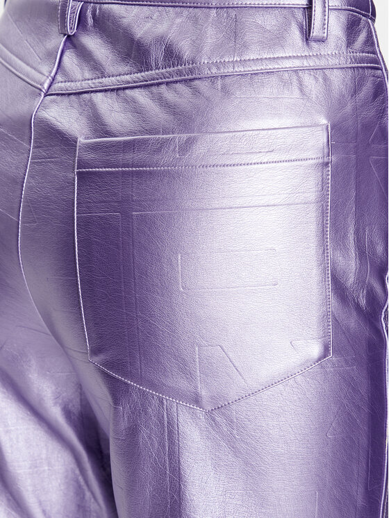ROTATE ROTATE Spodnie z imitacji skóry Embossed 1000902225 Fioletowy Relaxed Fit