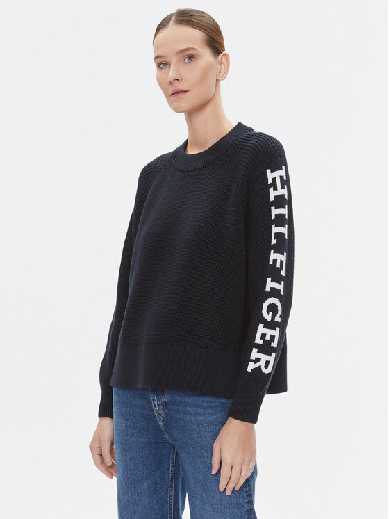 Tommy Hilfiger Tommy Hilfiger Sweater WW0WW39002 Sötétkék Regular Fit