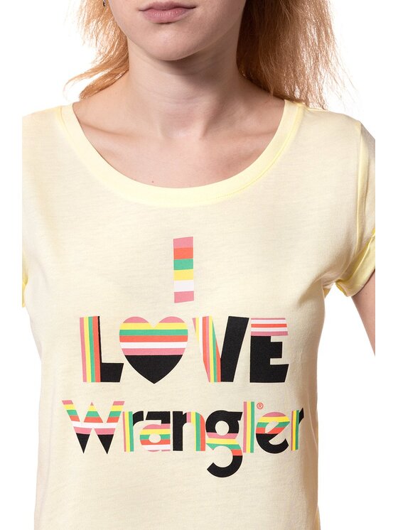 Wrangler Wrangler T-Shirt I LOVE TEE Żółty Regular Fit