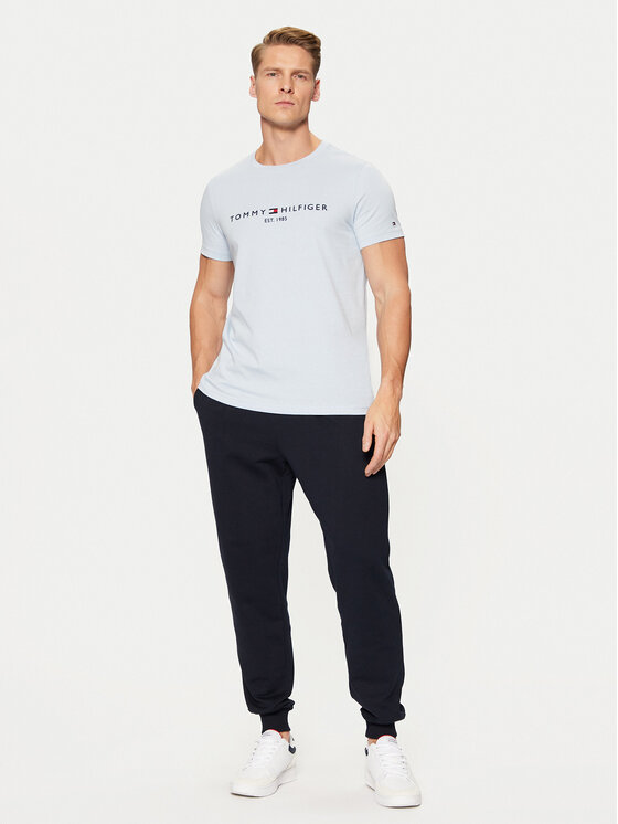 Tommy Hilfiger Tommy Hilfiger Majica Tommy Logo MW0MW11797 Svetlo modra Slim Fit