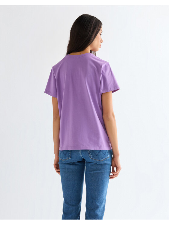 Wrangler Wrangler T-Shirt SIGN OFF TEE Fioletowy Regular Fit