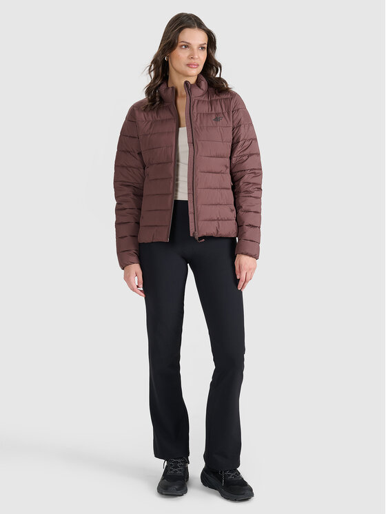 4F 4F Kurtka puchowa MIDSHOP TEXTILE Brązowy ciemny Slim Fit
