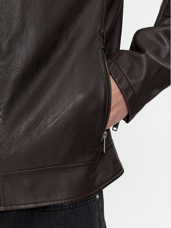BOSS Boss Giacca di pelle Jolur 50504104 Marrone Regular Fit