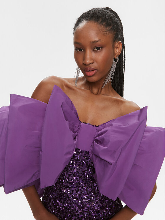 ROTATE ROTATE Coctailkleid Sequins Bow 1115762073 Violett Slim Fit