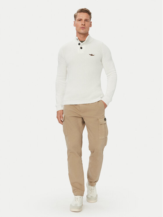 Aeronautica Militare Aeronautica Militare Sveter 262MA1572UL00409 Biela Regular Fit