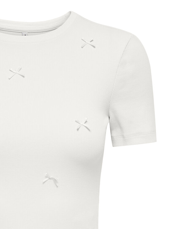 ONLY ONLY Marškinėliai Femke 15369336 Kreminė Slim Fit