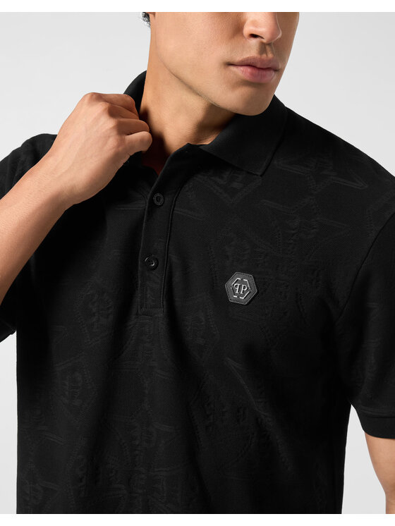 PHILIPP PLEIN PHILIPP PLEIN Polo 26189 Czarny Slim Fit