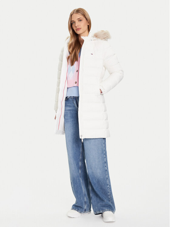 Tommy Jeans Tommy Jeans Wintermantel Essential DW0DW18864 Écru Slim Fit