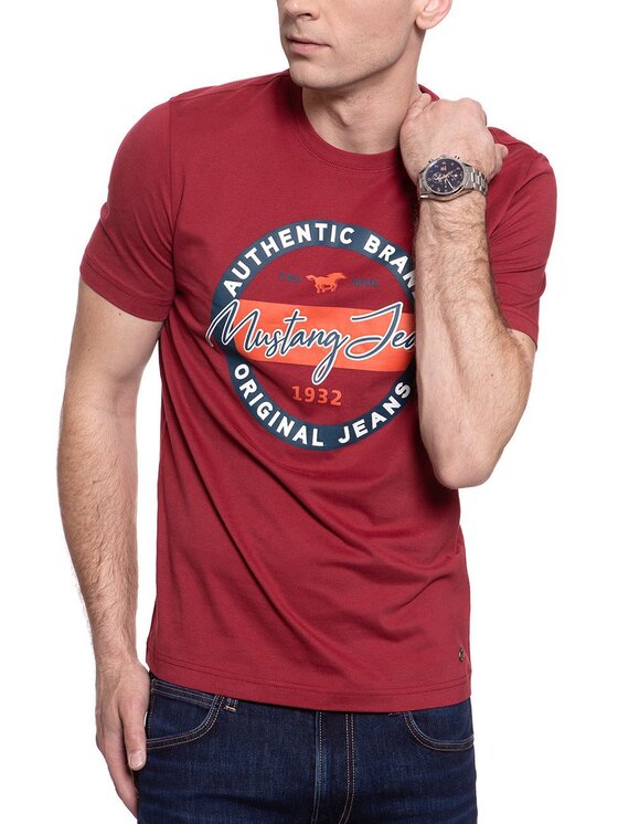 Mustang Mustang T-Shirt ALEX C PRINT Czerwony Regular Fit