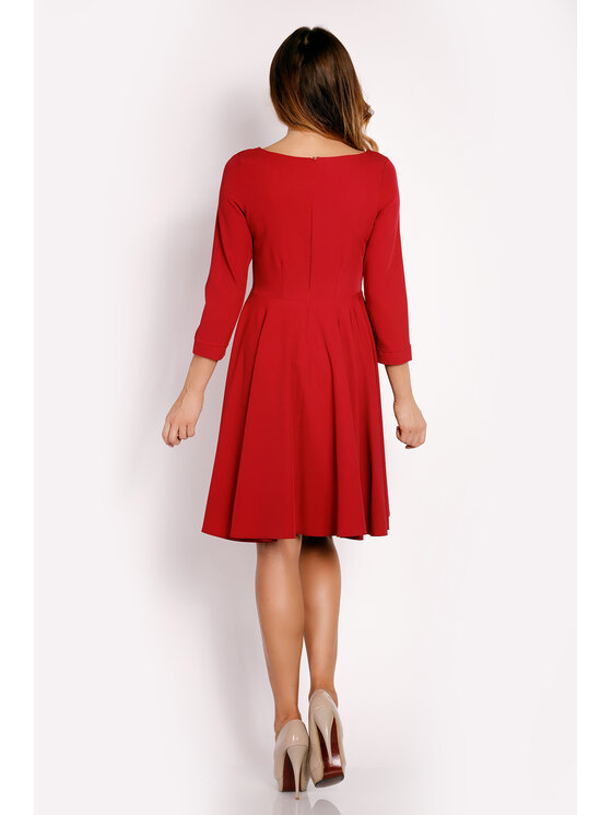 Awama Awama Sukienka koktajlowa L003 Bordowy Basic Fit