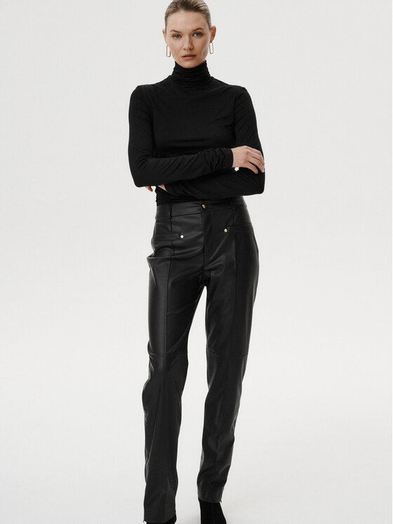 MARI PRETI MARI PRETI Pantaloni di pelle Arvella Nero Regular Fit