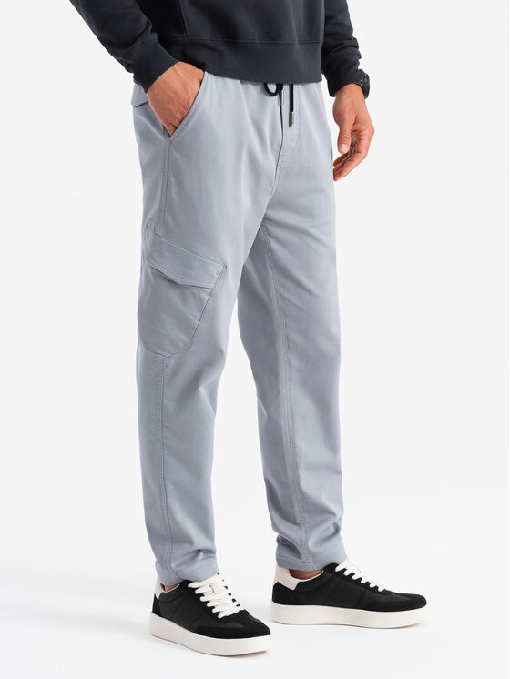 Ombre Ombre Joggers kalhoty OM-PAJO-0199 Šedá Regular Fit