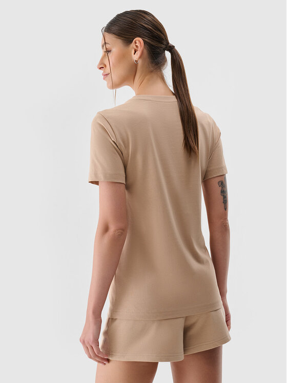 4F 4F T-Shirt NOS Beżowy Regular Fit