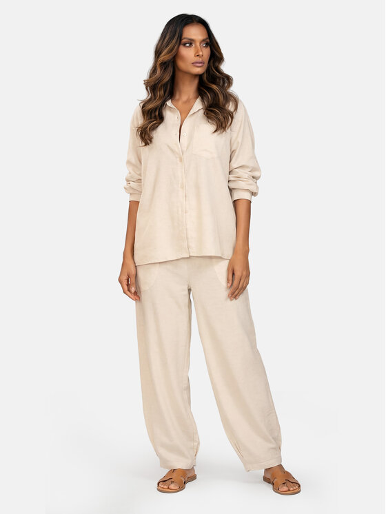 Feba Feba Koszula F249 Beżowy Comfort Fit