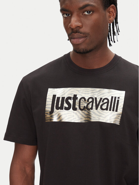 Just Cavalli Just Cavalli Marškinėliai 78OAHT15 Juoda Regular Fit