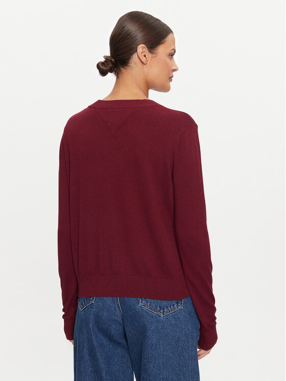 Tommy Jeans Tommy Jeans Pulover Essential DW0DW18670 Vișiniu Regular Fit