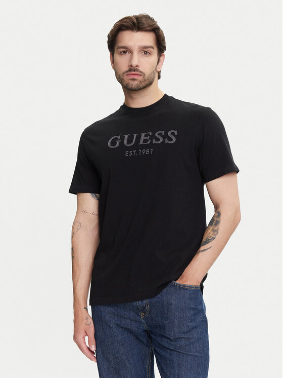 Guess Guess Tricou M5YI17 I3Z14 Negru Regular Fit
