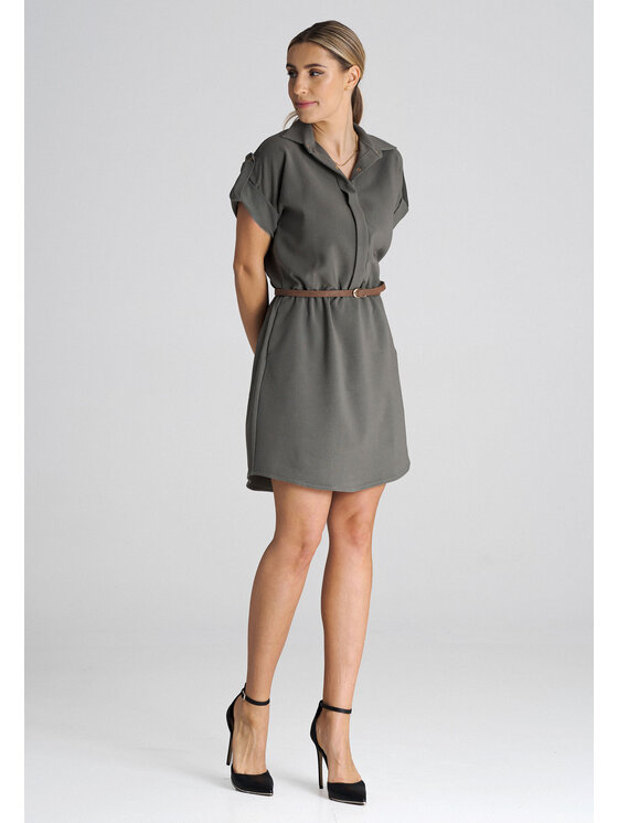 FIGL FIGL Sukienka codzienna M1001 Khaki Regular Fit