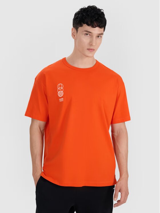 4F Męski T-Shirt, rozmiar M, Pomarańczowy, 4FRSS25TTSHM2652-70S