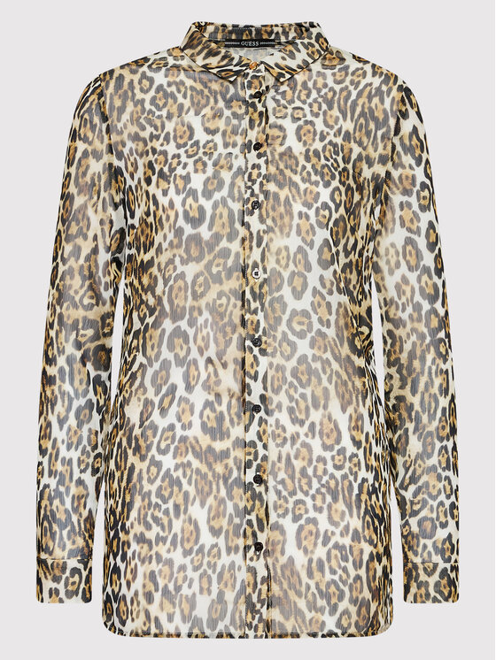 Guess Guess Košulja W2YH47 WEL02 Smeđa Regular Fit