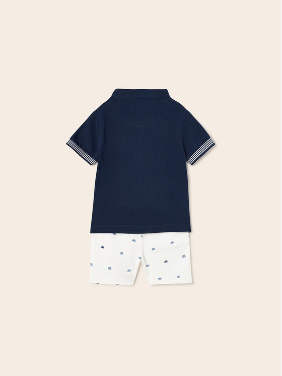 Mayoral Mayoral Komplet polo i spodenki 1296 Biały Regular Fit