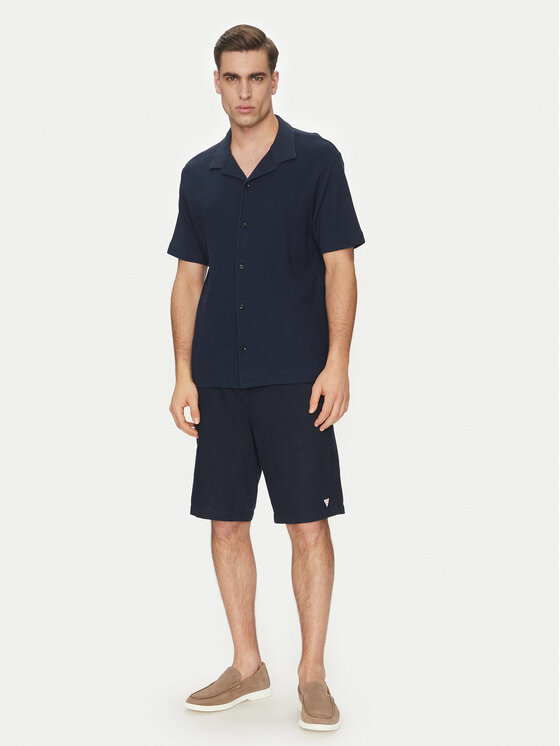 Guess Guess Auduma šorti F5GD00 WH4J0 Tumši zils Regular Fit