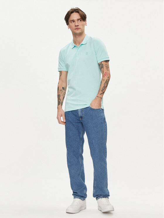Calvin Klein Jeans Calvin Klein Jeans Тениска с яка и копчета Embro Badge J30J325269 Син Slim Fit