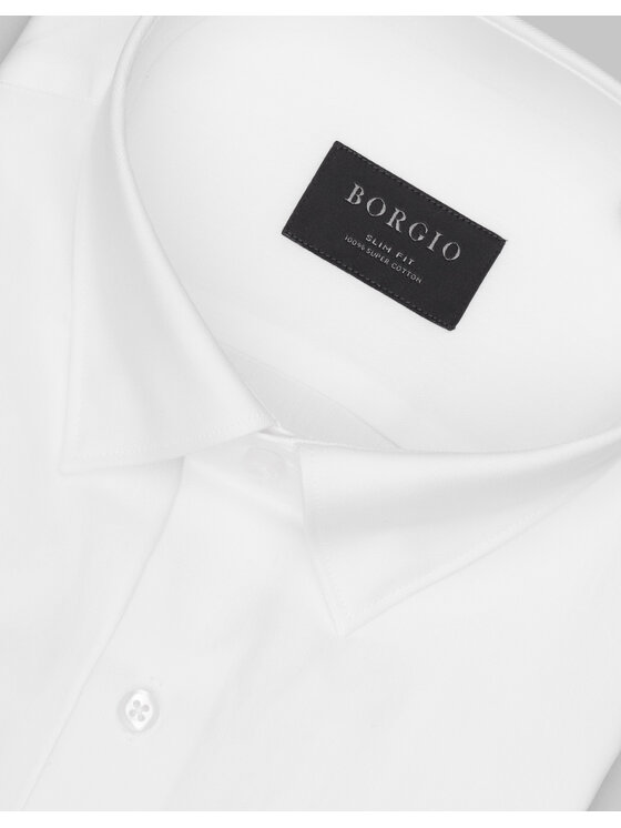Borgio Borgio Koszula francolise 00575 Biały Slim Fit