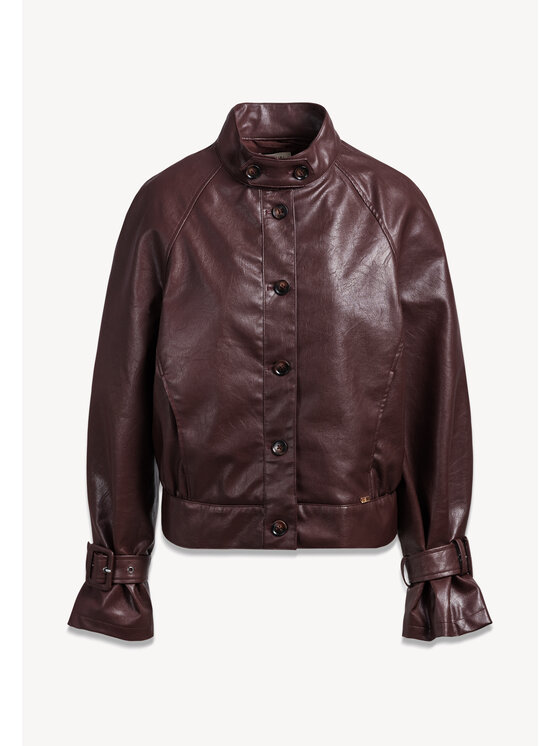 BIZUU BIZUU Kurtka przejściowa ERONA ECO LEATHER JACKET Bordowy Standard Fit