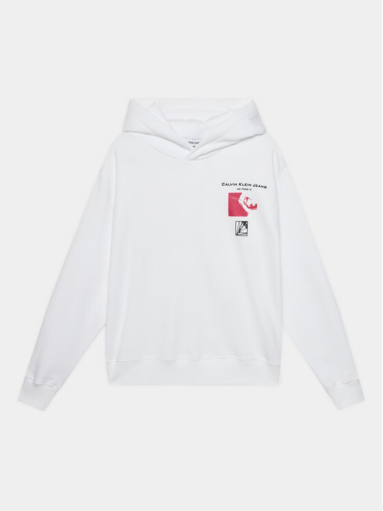 Calvin Klein Jeans Bluză Photograph IB0IB01947 Alb Regular Fit