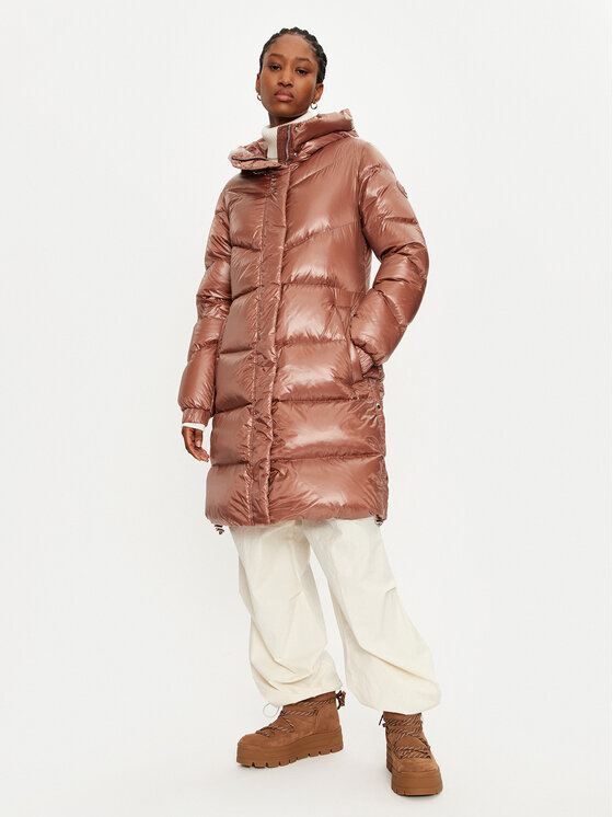 Woolrich Vatovaná bunda Aliquippa Long CFWWOU0926FRUT3085 Hnedá Regular Fit