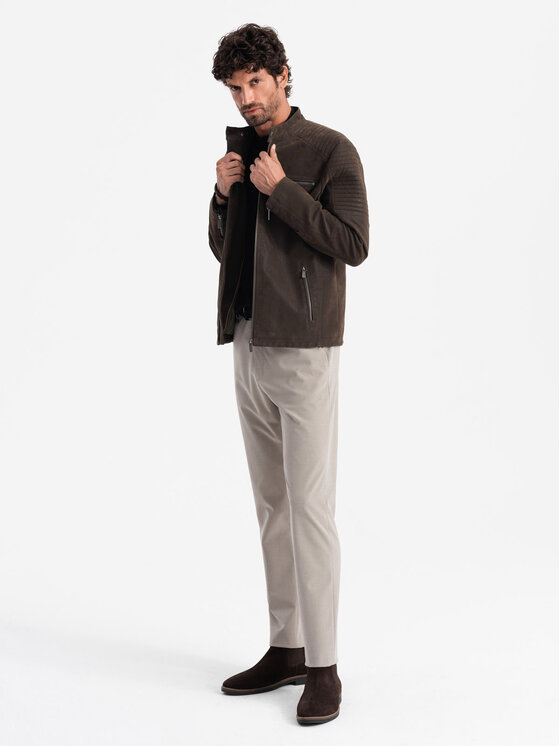 Ombre Ombre Kurtka bomber OM-JAFL-0197 Brązowy Regular Fit