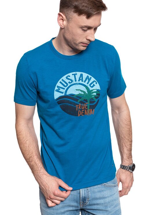 Mustang Mustang T-shirt ALEX C PRINT Blu Regular Fit