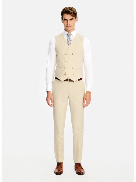 Pako Lorente Pako Lorente Kamizelka garniturowa P26SP-8G-022 Beżowy Slim Fit