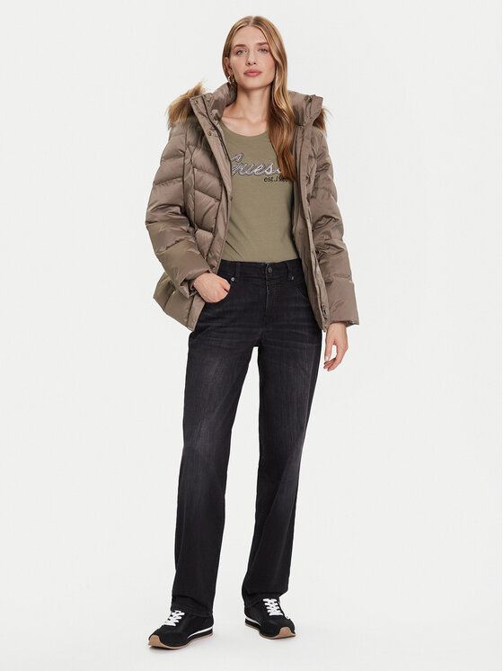 Guess Guess Kurtka puchowa W5BL31 W2802 Khaki Regular Fit