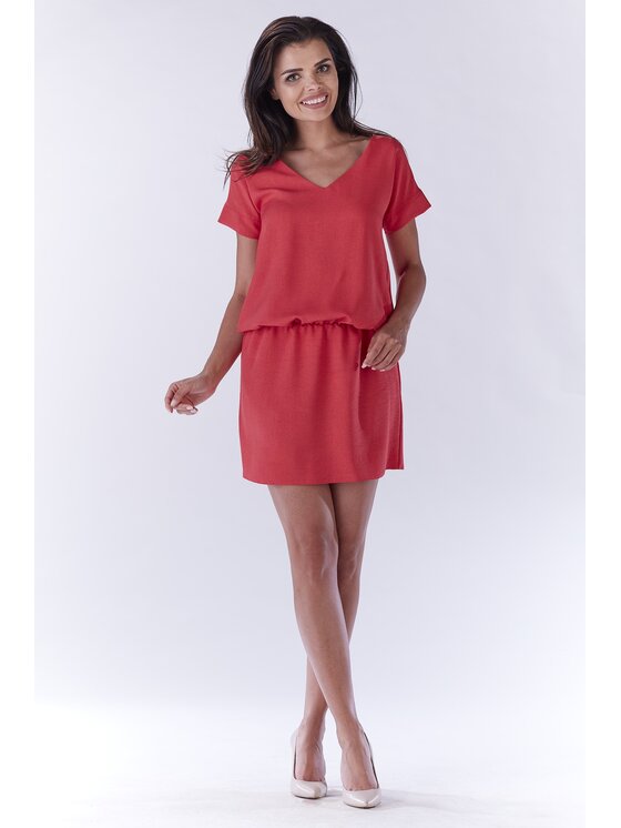 Awama Awama Sukienka letnia A178 Fioletowy Basic Fit