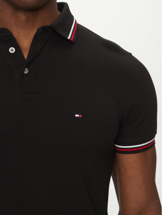 Tommy Hilfiger Tommy Hilfiger Polo majica Tipped MW0MW37346 Črna Slim Fit