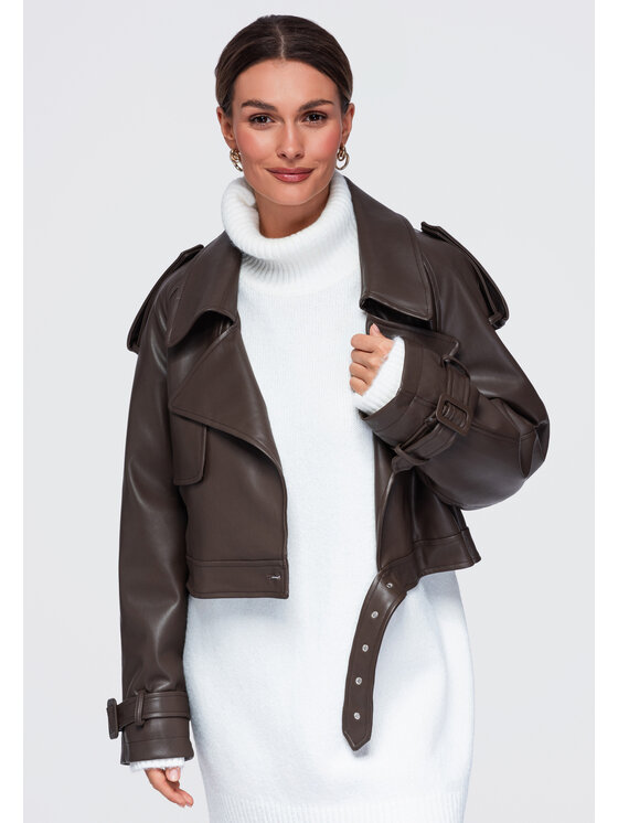 Ombre Ombre Kurtka przejściowa OW-JANP-0143 Brązowy Regular Fit