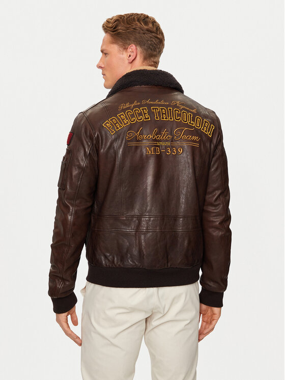 Aeronautica Militare Aeronautica Militare Geacă de piele 242PN952PL147 Maro Regular Fit