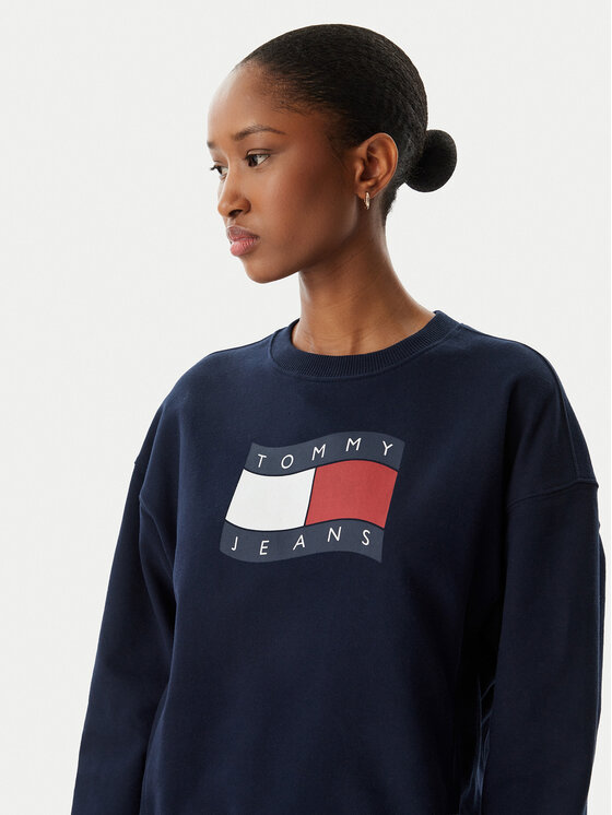 Tommy Jeans Tommy Jeans Mikina Wavy Flag DW0DW22742 Tmavomodrá Boxy Fit